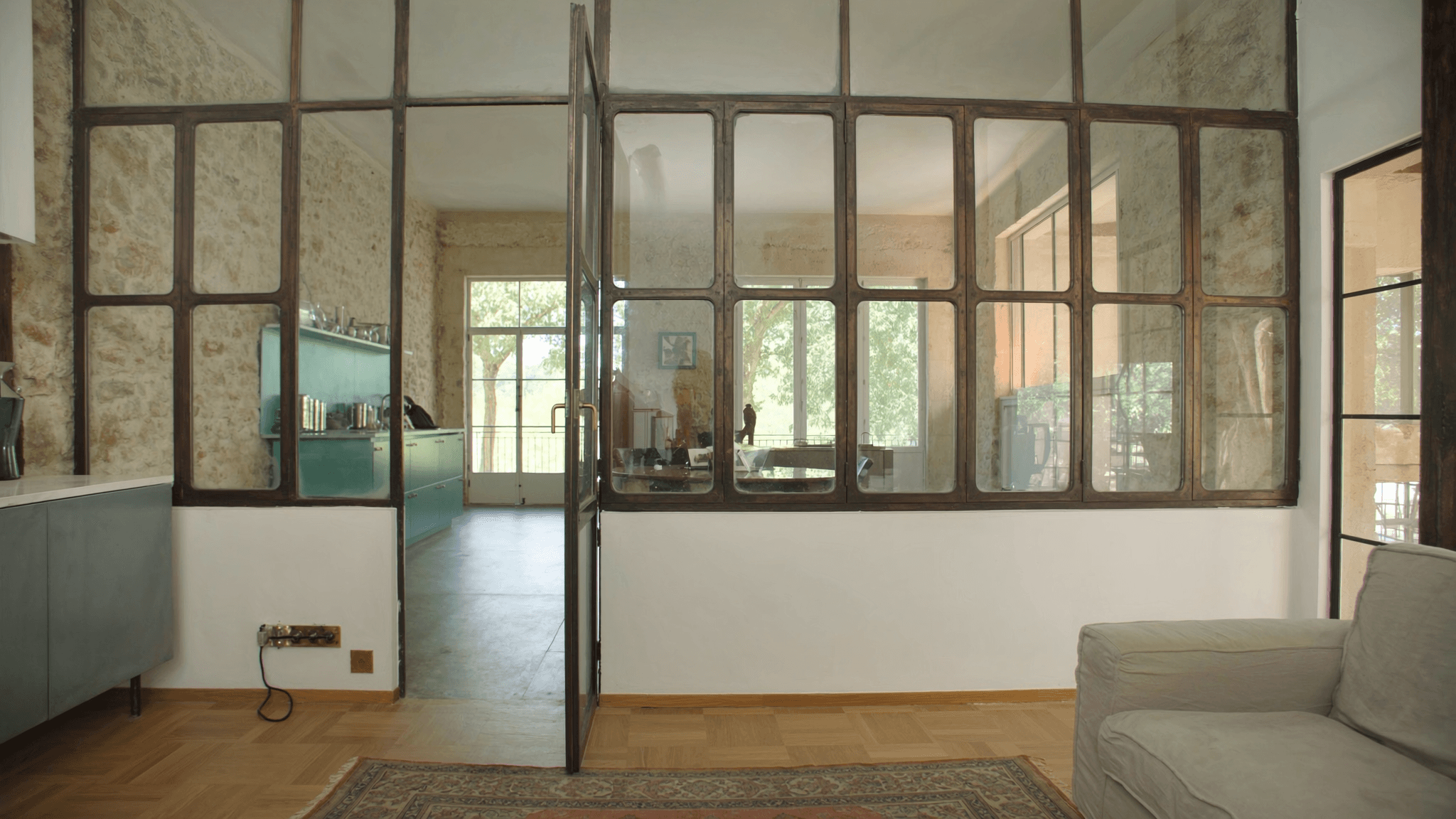 Verrière atelier maison bord d'Essonne Ballancourt-sur-Essonne 91610 — profil acier S235JR T 40×40 mm patine bronze antique Yann + laiton fait main fonderie Bois-d'Arcy + vitrage Saint-Gobain Diamant 8+8 mm — ABF Saint-Cyr-Sainte-Julitte accepté 1ère instruction