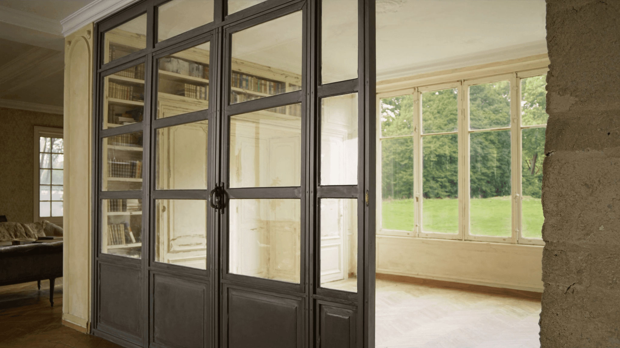 Verrière 6,2 m² Maisse abords château la Tour — acier brut huilé palette gâtinais
