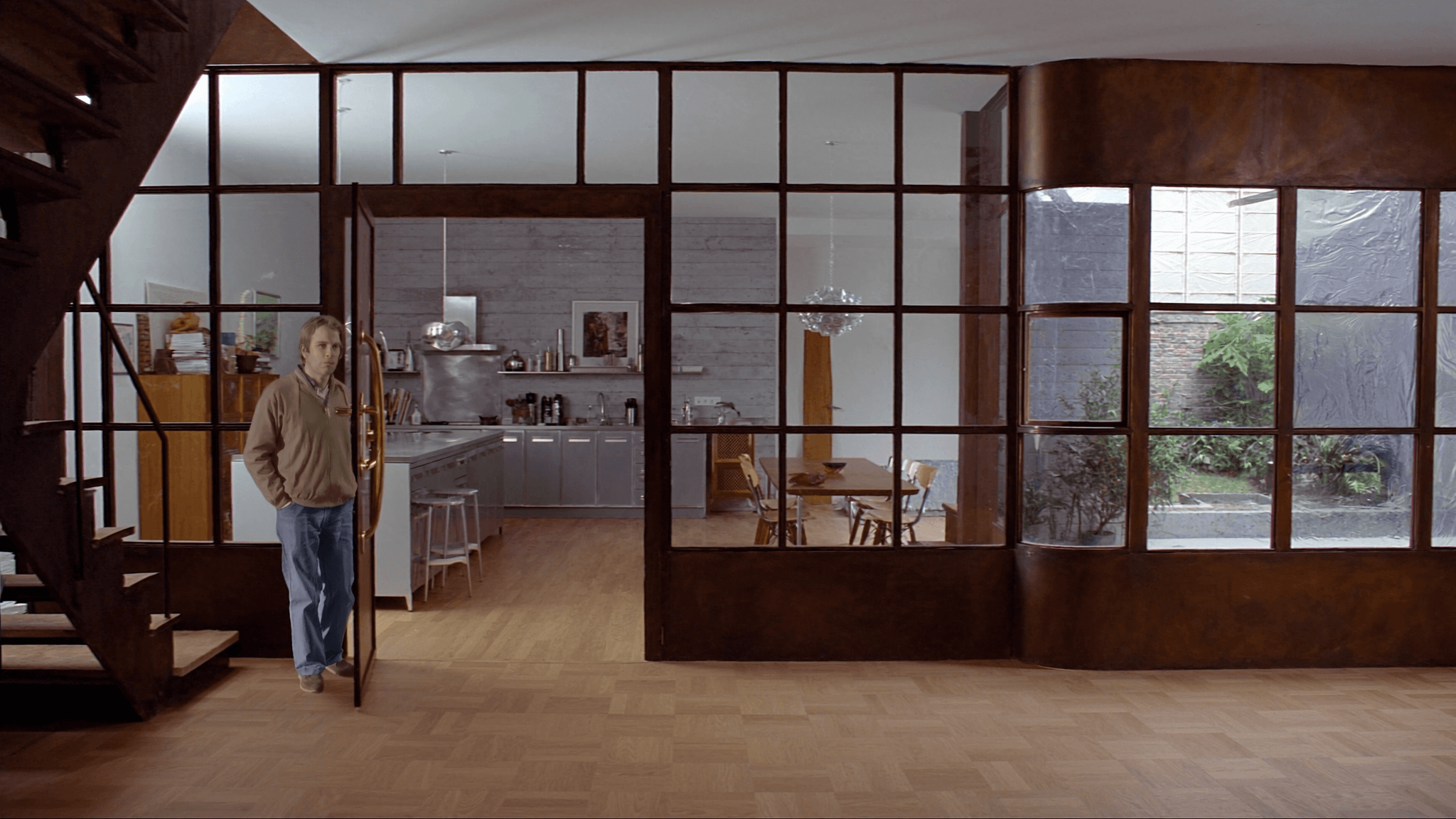 Verrière atelier maison ingénieur cadre Les Ulis 91940 Courtaboeuf — profil acier S235JR T 40×40 mm patine bronze antique sur mesure Yann + laiton fait main fonderie Bois-d'Arcy + verre clair feuilleté Saint-Gobain Diamant 8+8 mm — atelier AZ Bruyères-sur-Oise 60 km