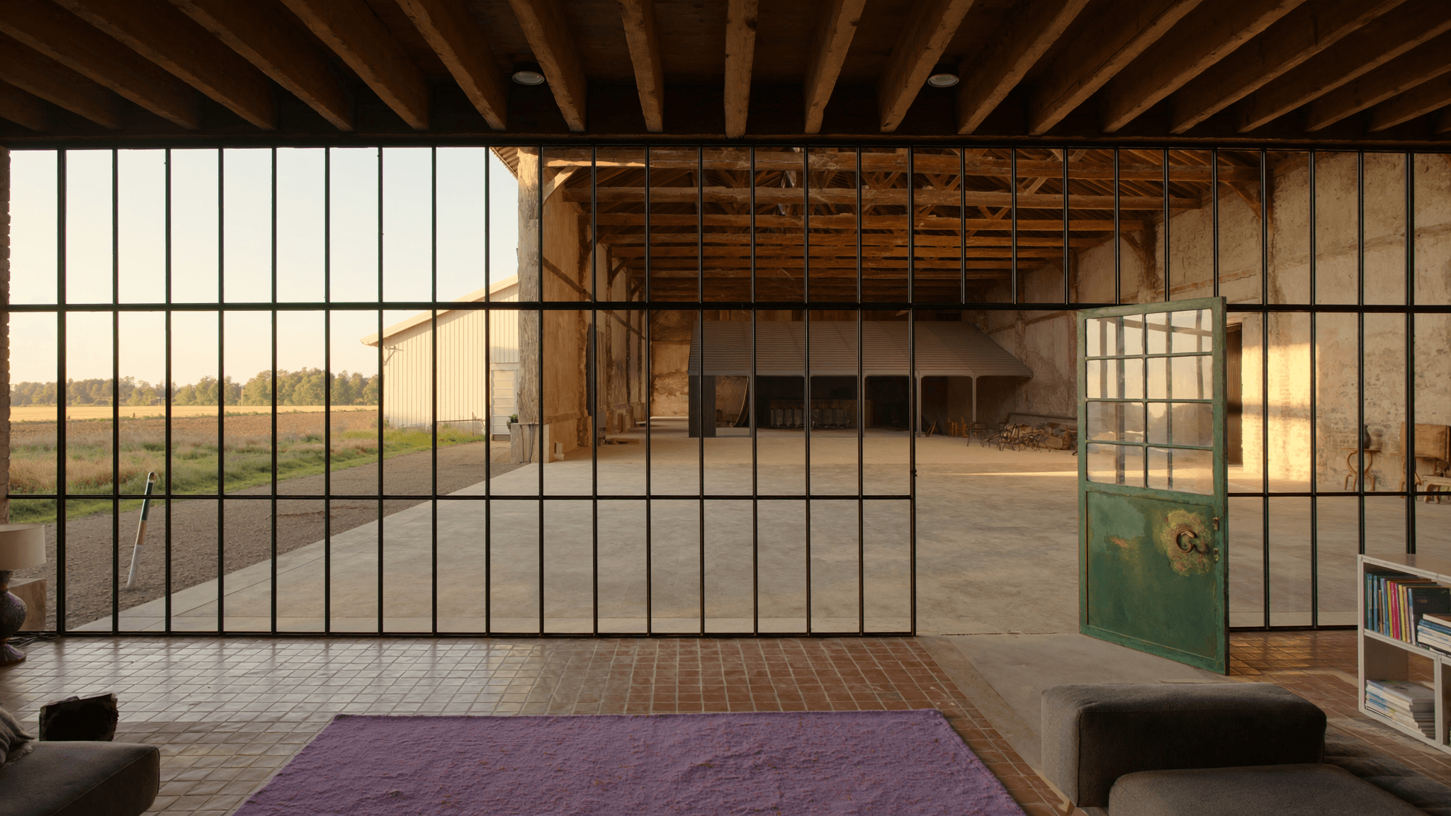 Verrière 9,2 m² + porte battante laiton corps de ferme Beauce Saclas Boinveau
