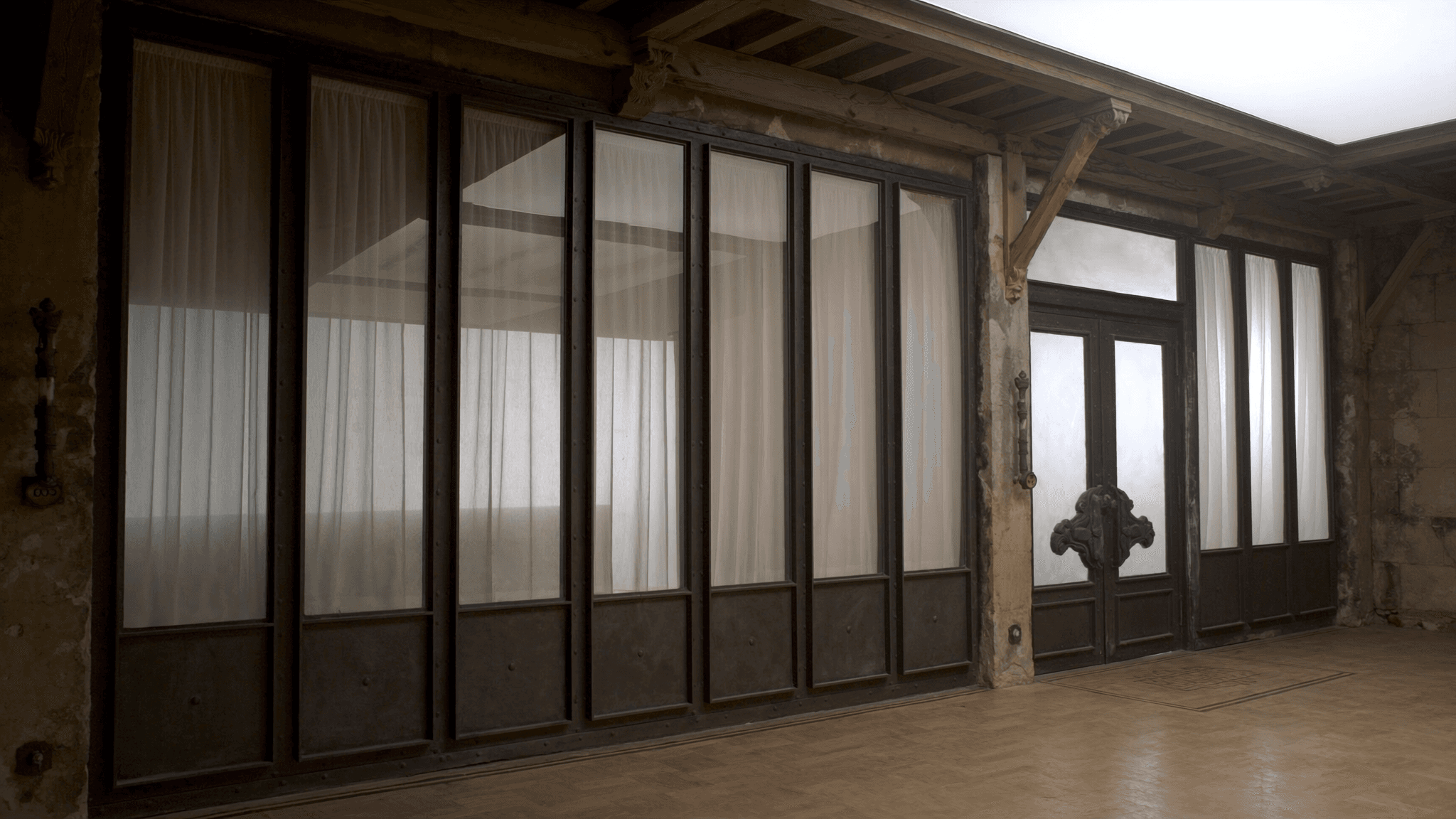 Verrière atelier loft ex-ébénisterie Faubourg-Saint-Antoine Paris 11e Bastille — profil acier T 40 × 40 mm S235JR patine bronze antique main par Yann + vitrage Saint-Gobain Diamant 8+8 mm + filière laiton fait main fonderie Bois-d'Arcy 38 km — atelier Bruyères-sur-Oise 32 km via A86 + N184