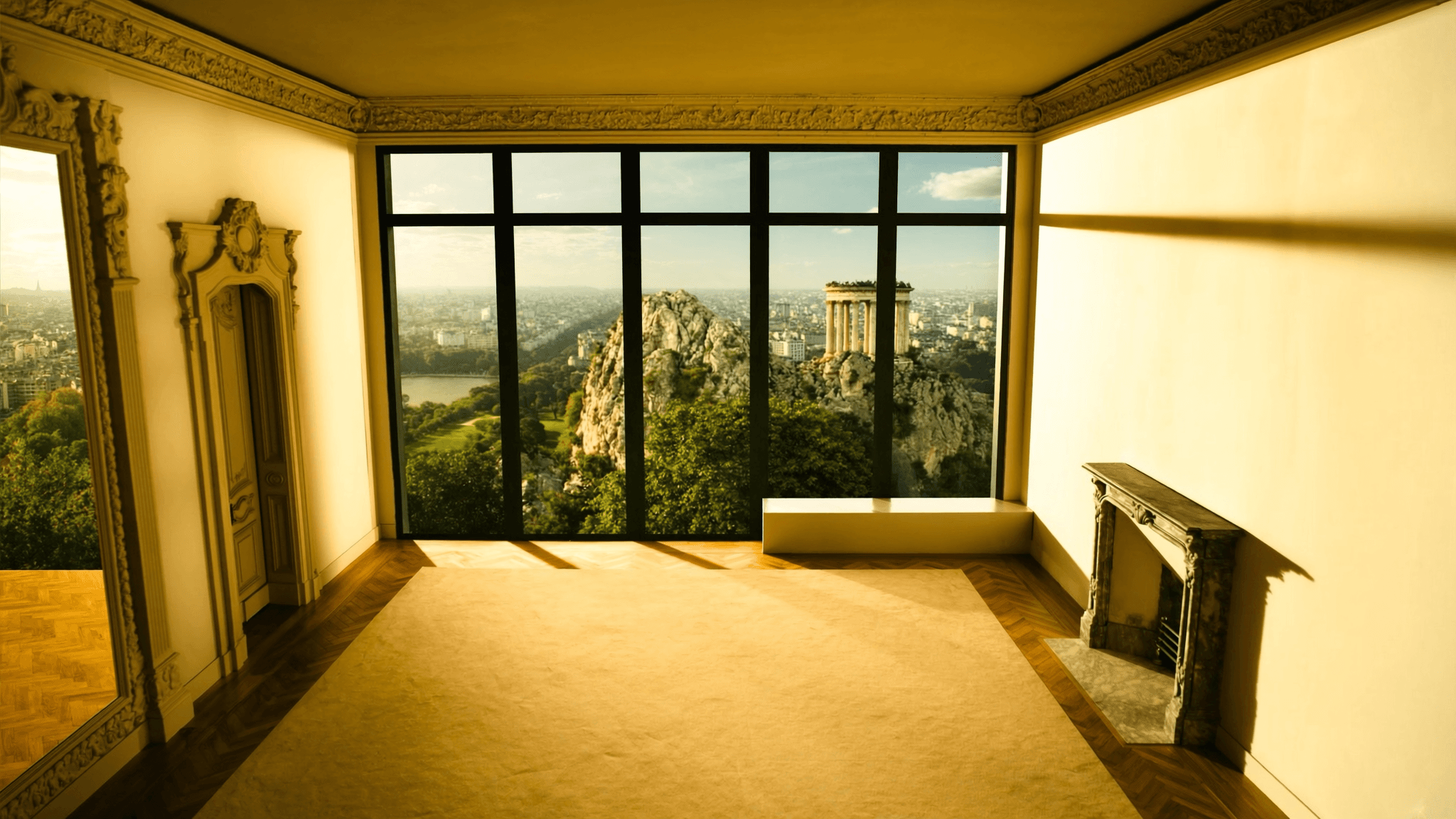 Verrière 6,2 m² Buttes-Chaumont — vue Parc Haussmann/Alphand + Temple Sibylle