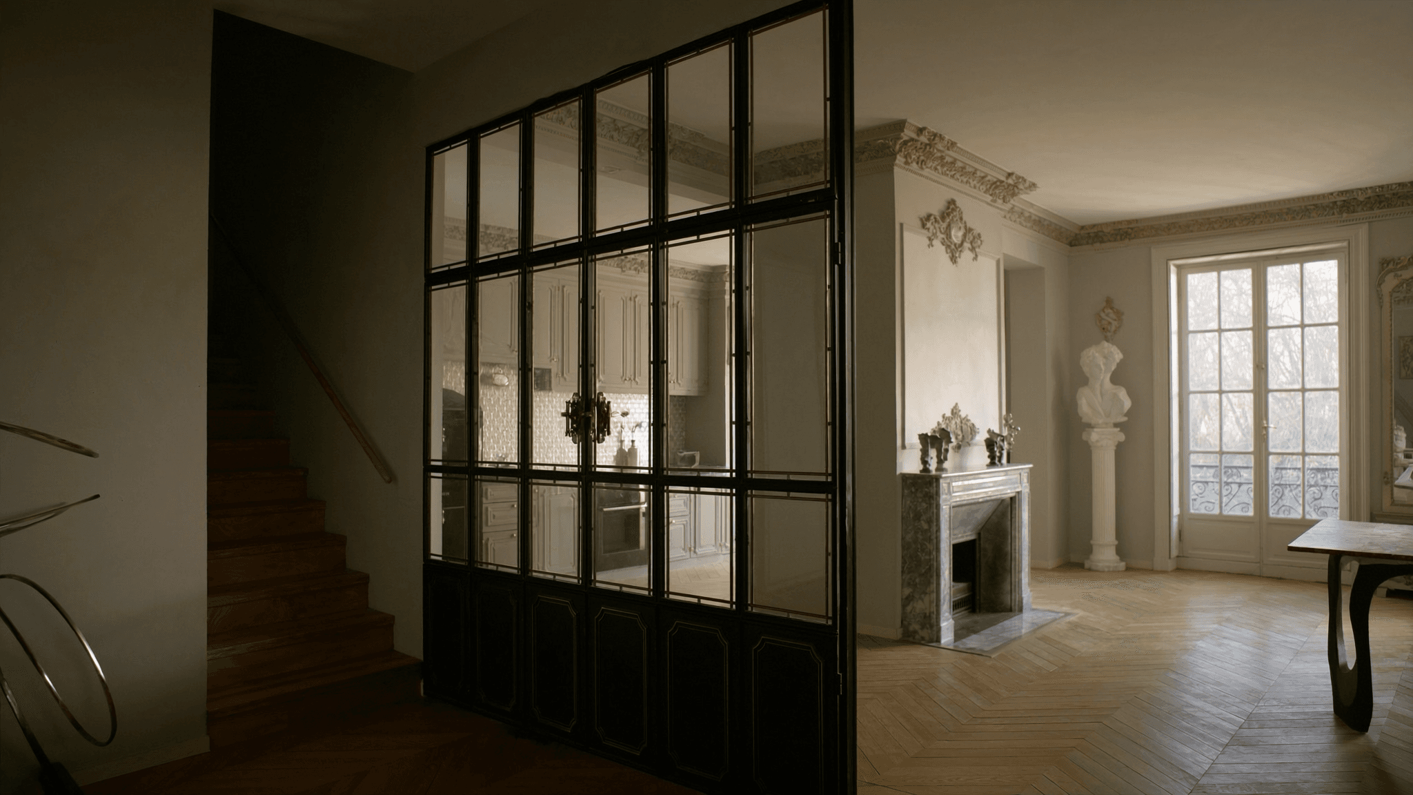 Verrière atelier maison Belle Époque Fontenay-aux-Roses 92260 Pervenches — profil acier S235JR T 40 × 40 mm patine bronze antique par Yann + vitrage Saint-Gobain Diamant 8+8 mm + laiton fait main fonderie Bois-d'Arcy — ABF Saint-Pierre-Saint-Paul accepté 1ère instruction