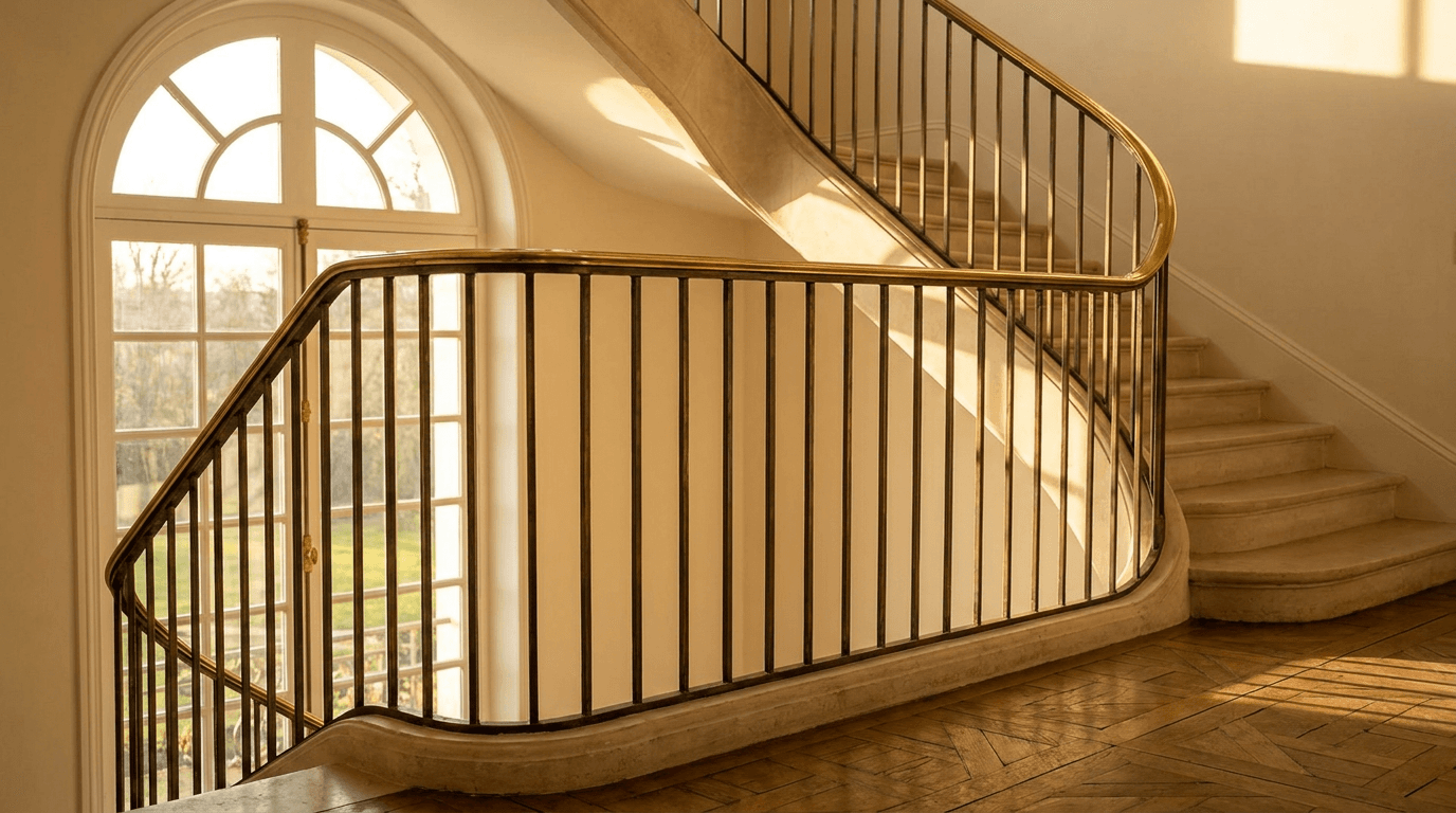 Verrière atelier acier S235JR vertical mullions patine bronze + Saint-Gobain Diamant 8+8 — résidence Marly-le-Roi (Yvelines 78, classique, parquet versailles) — AZ Construction Bruyères-sur-Oise — DTU 39