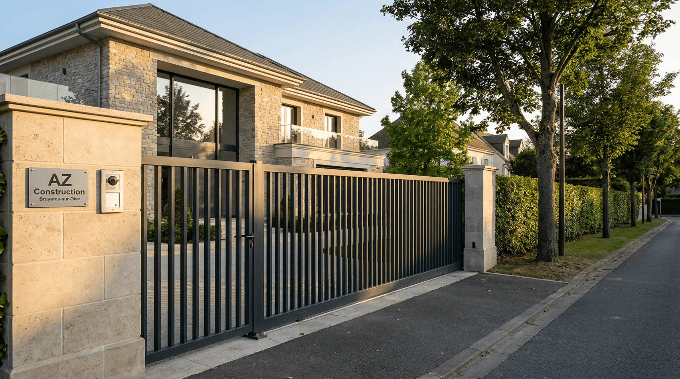 Portail coulissant motorisé Came BX-241 acier S235JR + barreaudage T 30×30 + portillon assorti — Vélizy-Villacoublay (Yvelines 78) — AZ Construction Bruyères-sur-Oise — EN 13241