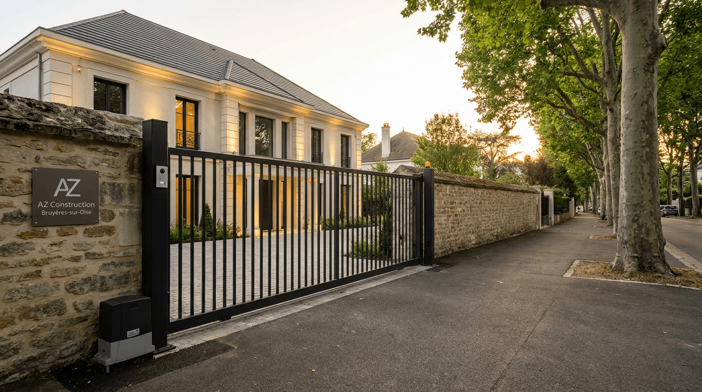 Portail coulissant motorisé Came BX-241 acier S235JR + barreaudage T 30×30 + portillon assorti — Saint-Mandé (Val-de-Marne 94) — AZ Construction Bruyères-sur-Oise — EN 13241