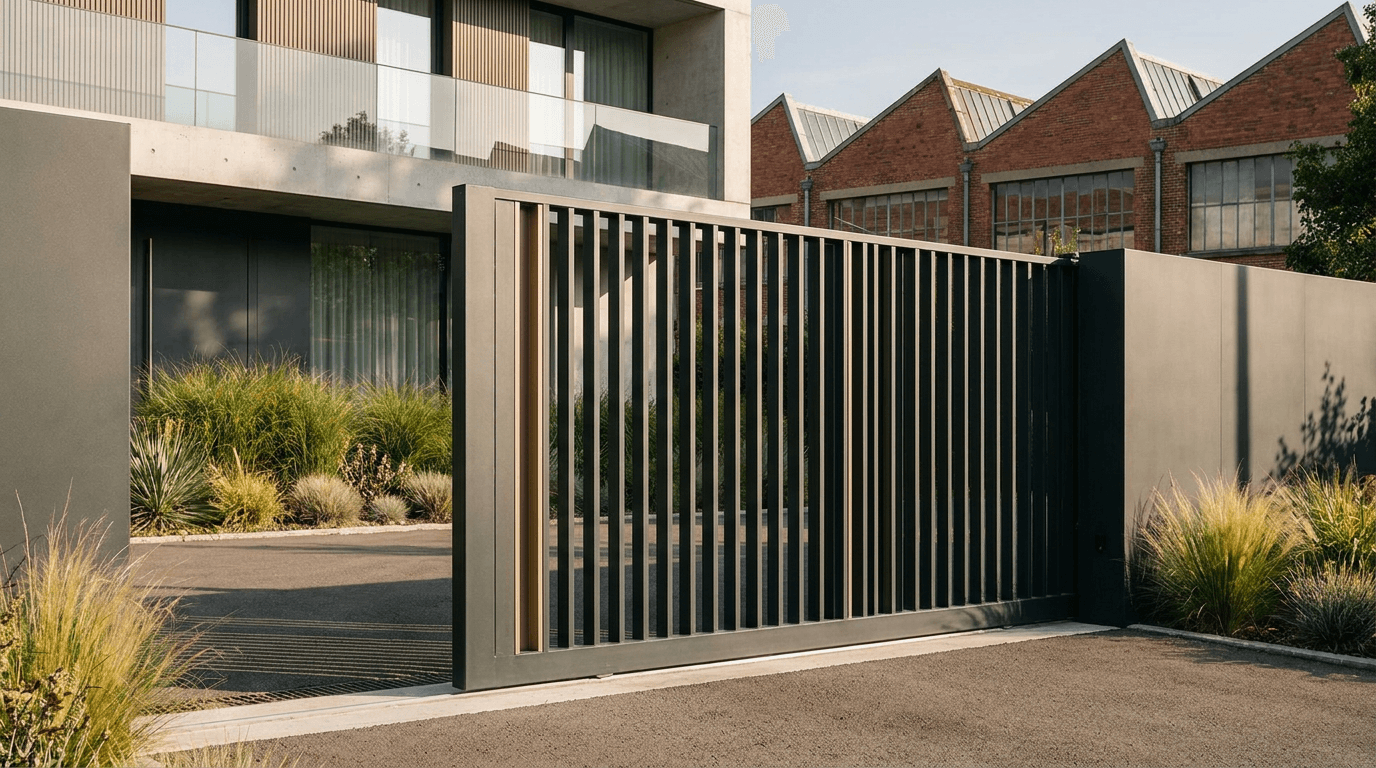 Portail acier S235JR coulissant motorisé Came BX-241 RAL 7016 anthracite — Boulogne-Billancourt (Hauts-de-Seine) — AZ Construction Bruyères-sur-Oise — EN 13241