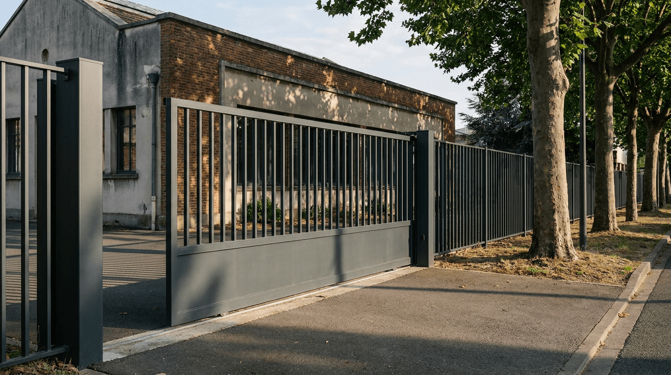 Portail acier S235JR coulissant motorisé Came BX-241 RAL 7016 anthracite — Creil (Oise) — AZ Construction Bruyères-sur-Oise — EN 13241