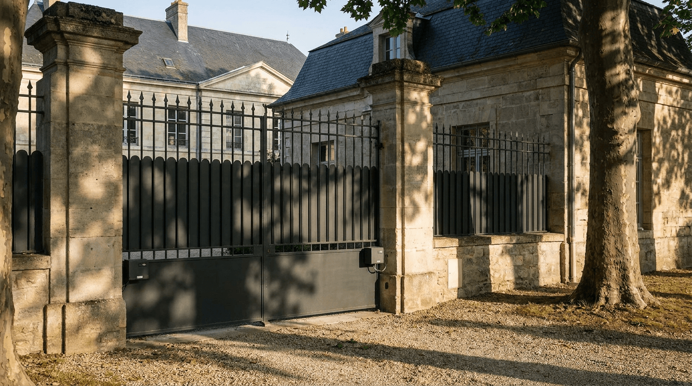 Portail acier S235JR battant 2 vantaux motorisé Came BX-241 RAL 7016 anthracite — Pont-Sainte-Maxence (Oise) — AZ Construction Bruyères-sur-Oise — EN 13241