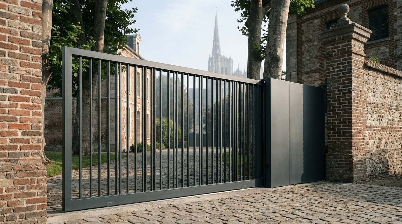 Portail acier S235JR coulissant motorisé Came BX-241 RAL 7016 anthracite — Amiens Picardie (Somme) — AZ Construction Bruyères-sur-Oise — EN 13241