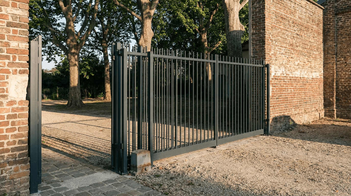 Portail acier S235JR battant 2 vantaux motorisé Came BX-241 RAL 7016 anthracite — Montreuil loft (Seine-Saint-Denis) — AZ Construction Bruyères-sur-Oise — EN 13241