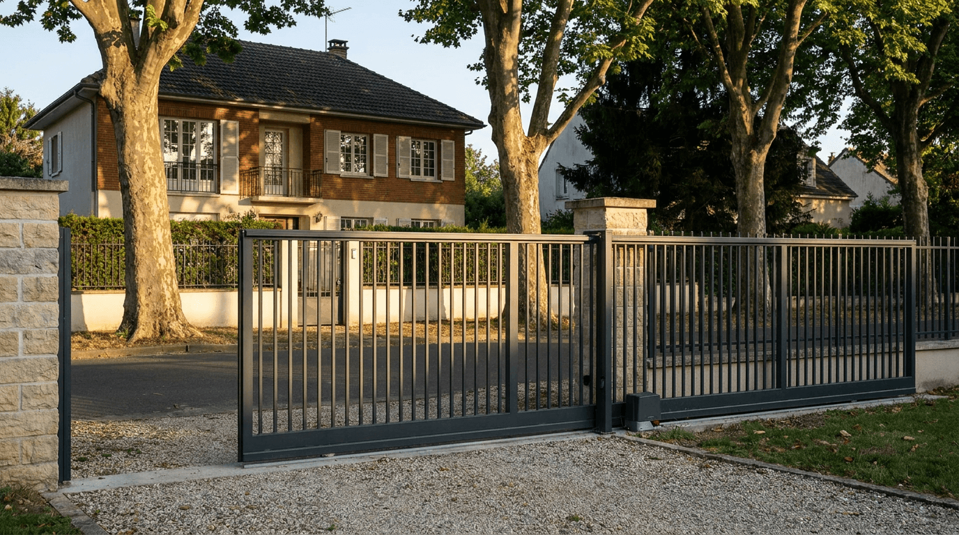 Portail acier S235JR coulissant motorisé Came BX-241 RAL 7016 anthracite — Ballainvilliers (Essonne) — AZ Construction Bruyères-sur-Oise — EN 13241