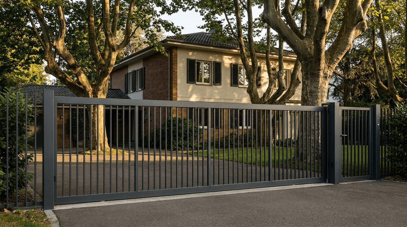 Portail acier S235JR coulissant motorisé Came BX-241 RAL 7016 anthracite — Boinville-le-Gaillard (Yvelines) — AZ Construction Bruyères-sur-Oise — EN 13241