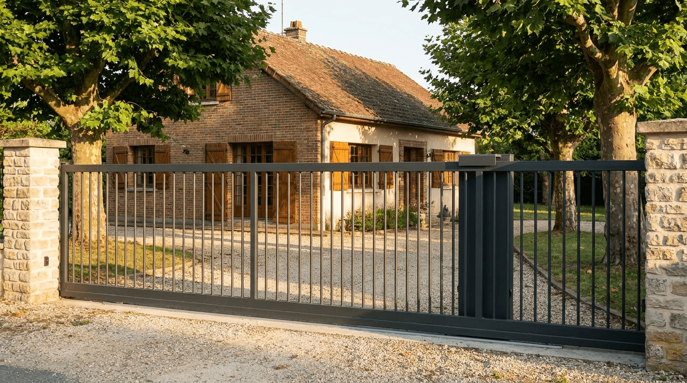 Portail acier S235JR coulissant motorisé Came BX-241 RAL 7016 anthracite — Carrières-sous-Poissy (Yvelines) — AZ Construction Bruyères-sur-Oise — EN 13241