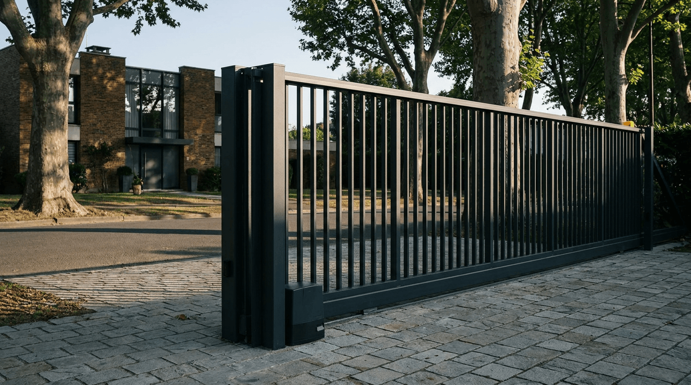 Portail acier S235JR coulissant motorisé Came BX-241 RAL 7016 anthracite — Les Mureaux (Yvelines) — AZ Construction Bruyères-sur-Oise — EN 13241